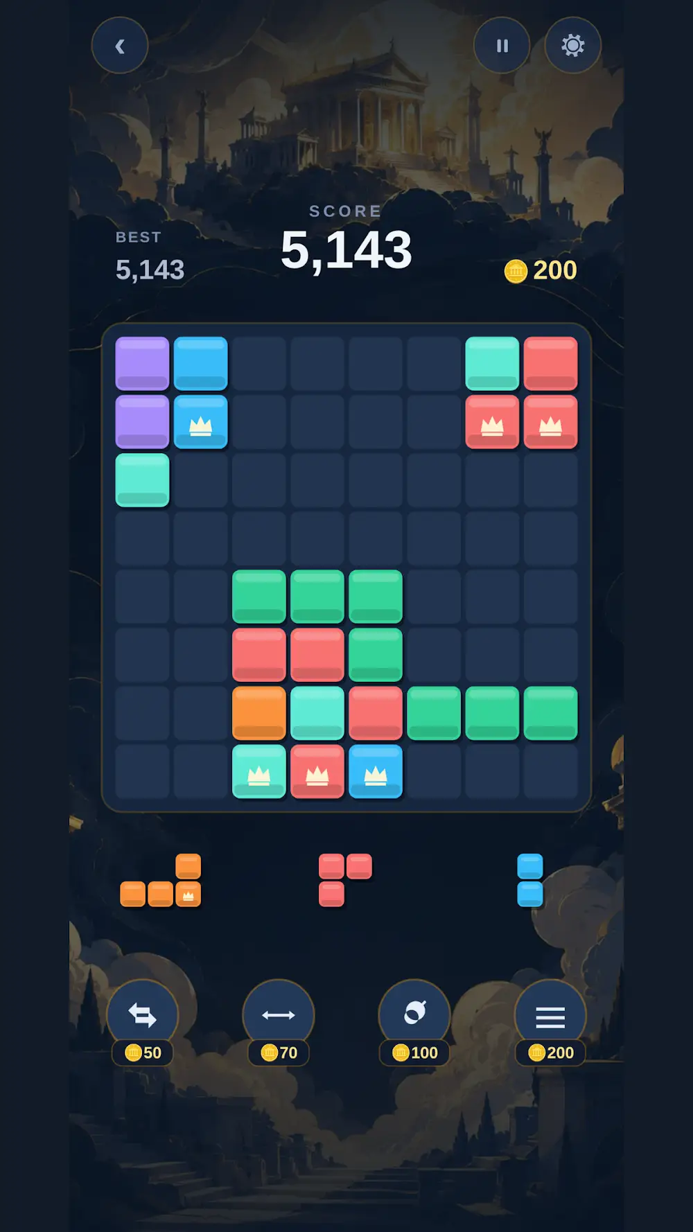 Captura de ecrã de Mythos Block: Greek Puzzle, grelha de blocos